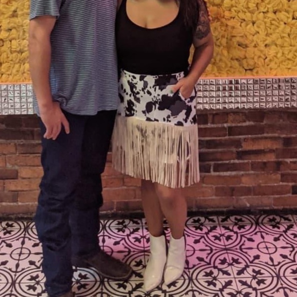 Fringe Cow Print Skirt